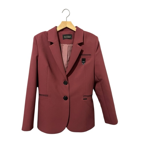 SASIN Blazer Jacket 100% Linen Business Career Office 2 Button Double Breasted - Picture 1 of 7
